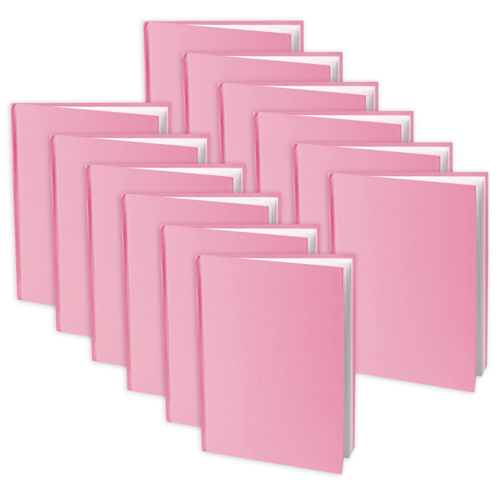 Ashley Young Authors Hardcover Blank Book, 8inH x 6inW Portrait, 14 Sheets/28 Pages, Pink Cover, White Pages, Pack Of 12