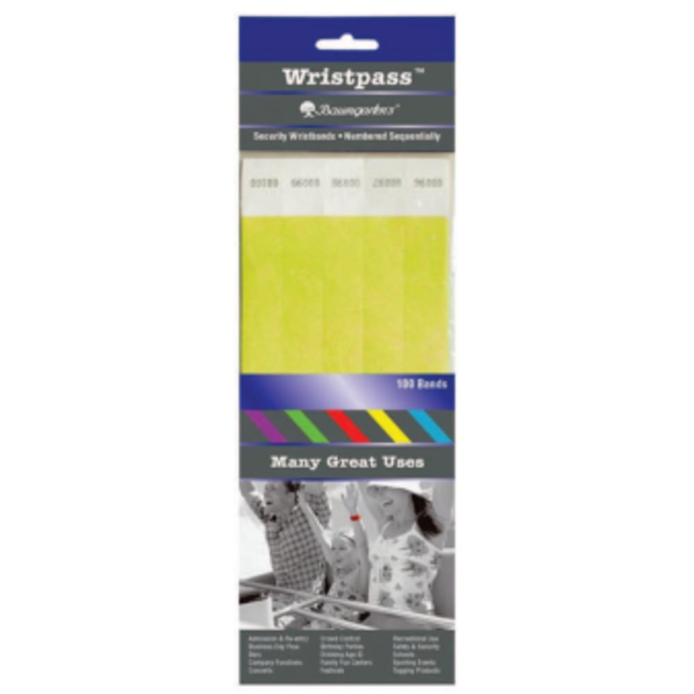 Baumgartens Wrist Passes, Yellow, Pack Of 100