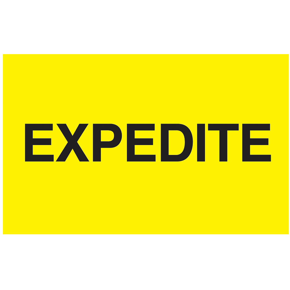 Tape Logic Preprinted Special Handling Labels, DL2381, "Expedite", 5in x 3in, Bright Yellow, Roll Of 500