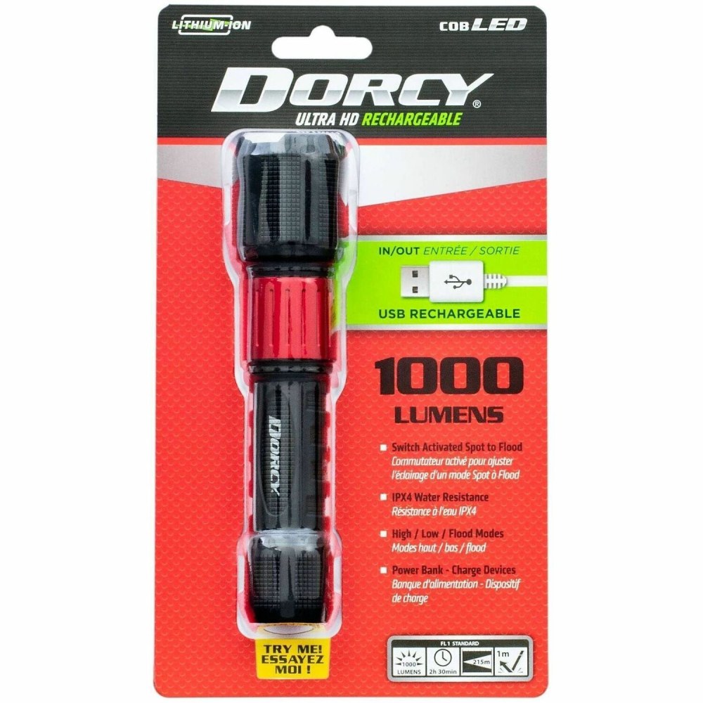 Dorcy Ultra 1000 Lumen USB Rechargeable Flashlight With Powerbank - LED - 1000 lm Lumen - 1 - Lithium Ion (L - 414358