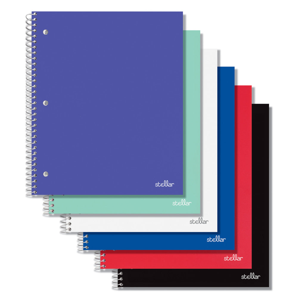 Office Depot Stellar Poly Notebooks, 8-1/2in x 11in, 1 Subject, Quadrille Ruled, 100 Sheets, Assorted Colors, Pack Of 6 Notebooks