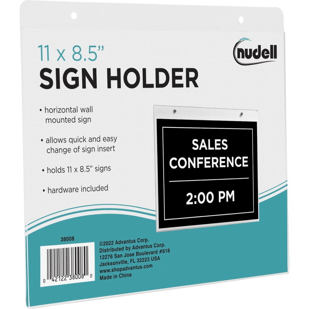 Nu Dell Acrylic Sign Holder, 11in x 8 1/2in, Clear
