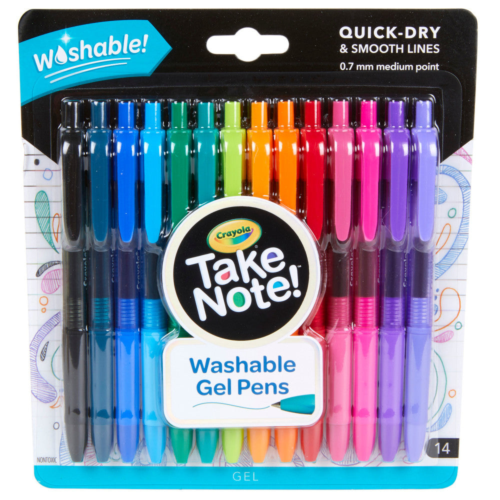 Crayola Take Note! Washable Gel Pens, Pack Of 14