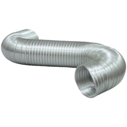Deflecto Semi-Rigid 4in x 5' Aluminum Duct For General Venting, Silver, VENA0459
