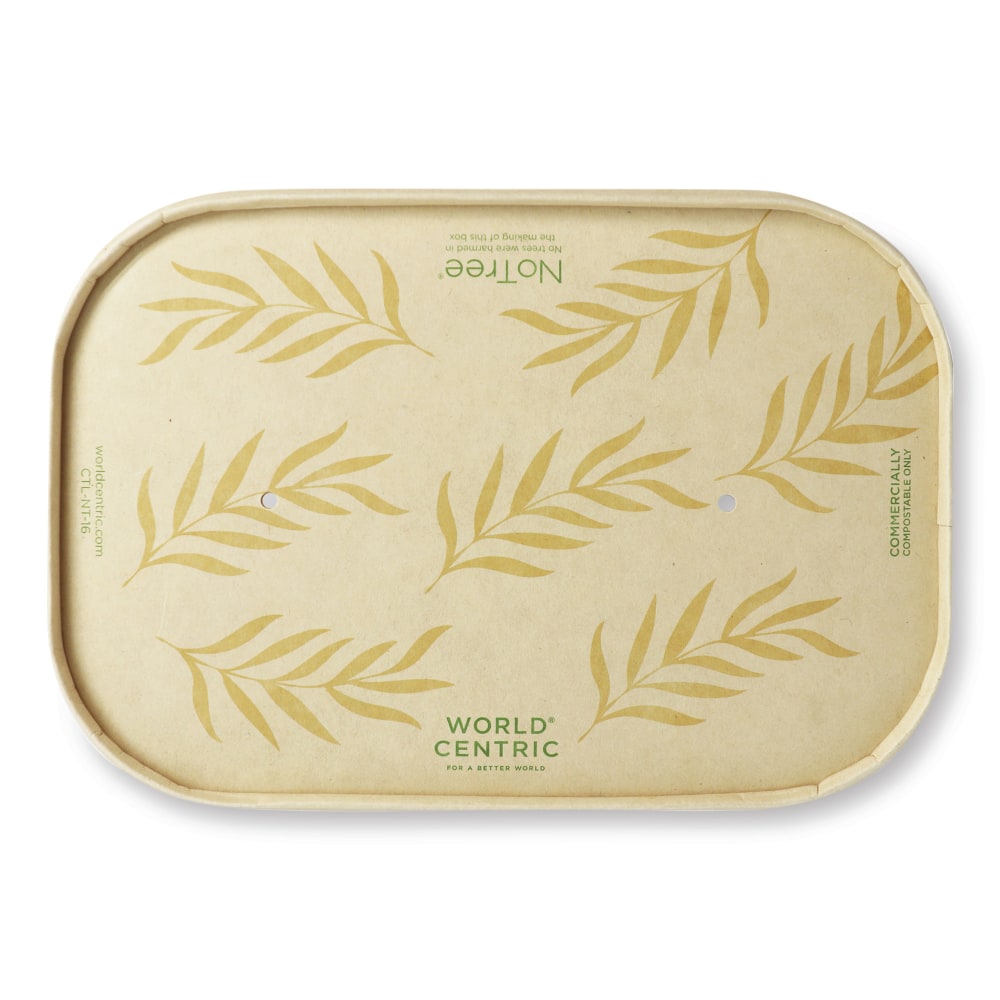 World Centric Paper Lids For Containers, 4-3/4in x 6-13/16in, Natural, Carton Of 300 Lids