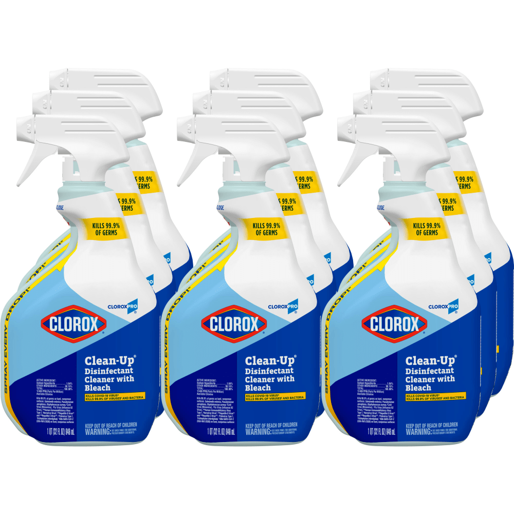 Clorox Clean-Up Disinfectant Cleaner With Bleach, Fresh Scent, 32 Oz Bottle, Case Of 9