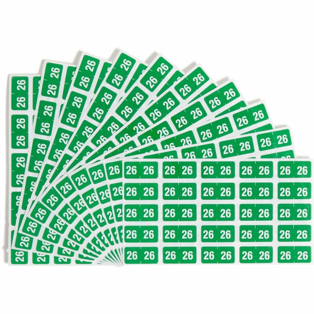 Smead ETS Color-Coded Year Labels, 1/2inH x 1inW, Green, 25 / Sheet, 10 Total Sheets, 2026 Total Label(s), 250 / Pack