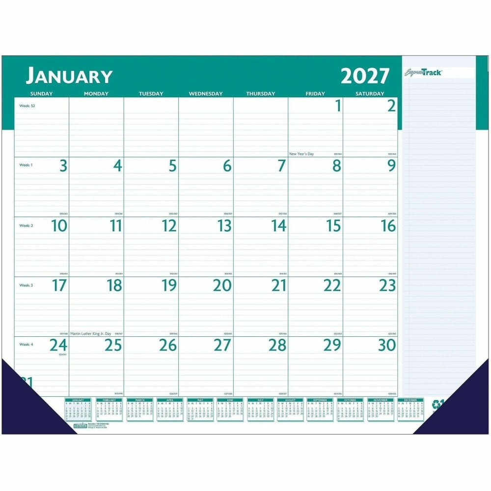 House of Doolittle ExpressTrack Desk Pad Calendar, Julian Dates, Monthly, 13 Month, January 2025 to January 2026