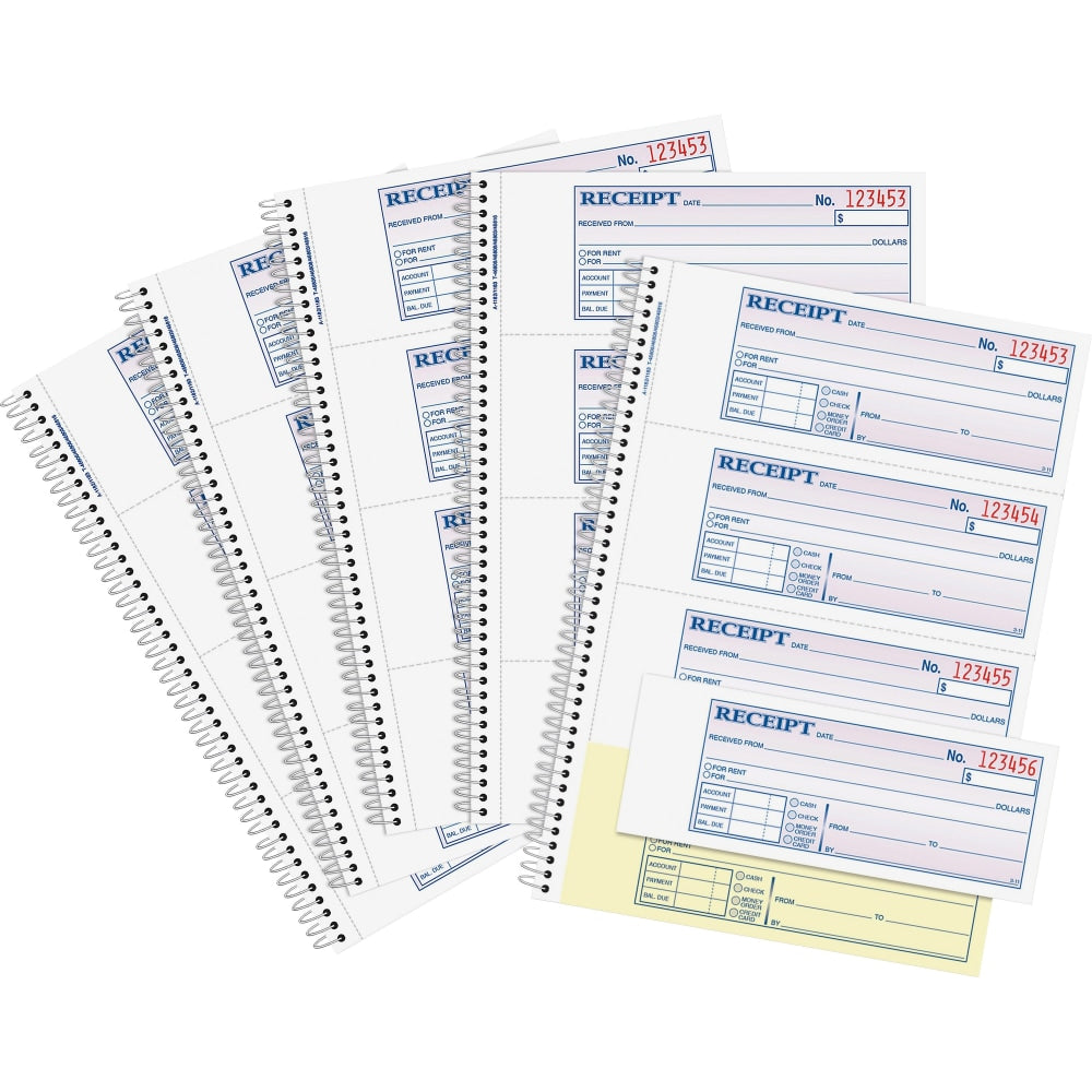 Adams Spiral 2-part Money/Rent Receipt Book - 200 Sheet(s) - Spiral Bound - 2 Part - 2.75inx7.62in Form Size - SC1182PK