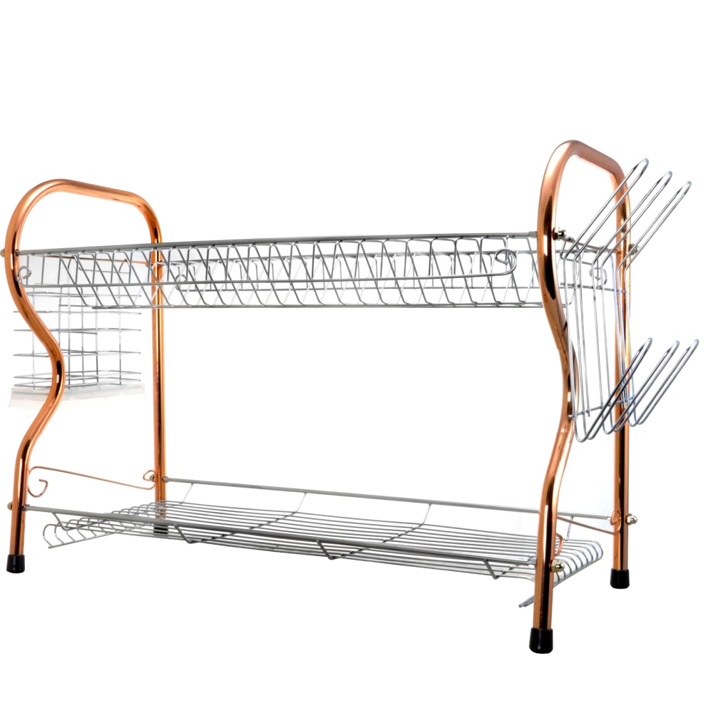 Better Chef 2-Tier Chrome-Plated Dish Rack, Copper, 16in