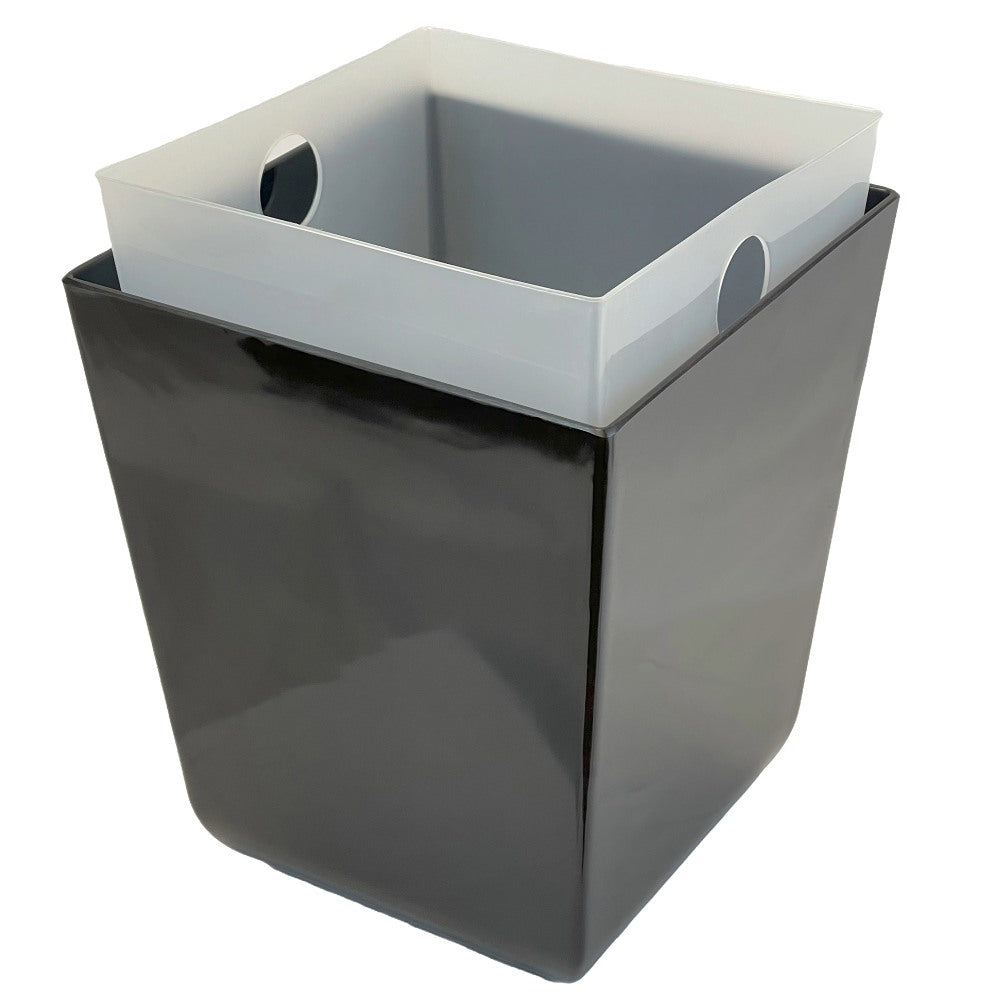 Hospitality Source Del Mar Bathroom Set Melamine Waste Bins, 12-Quart, Black, Set Of 8 Bins