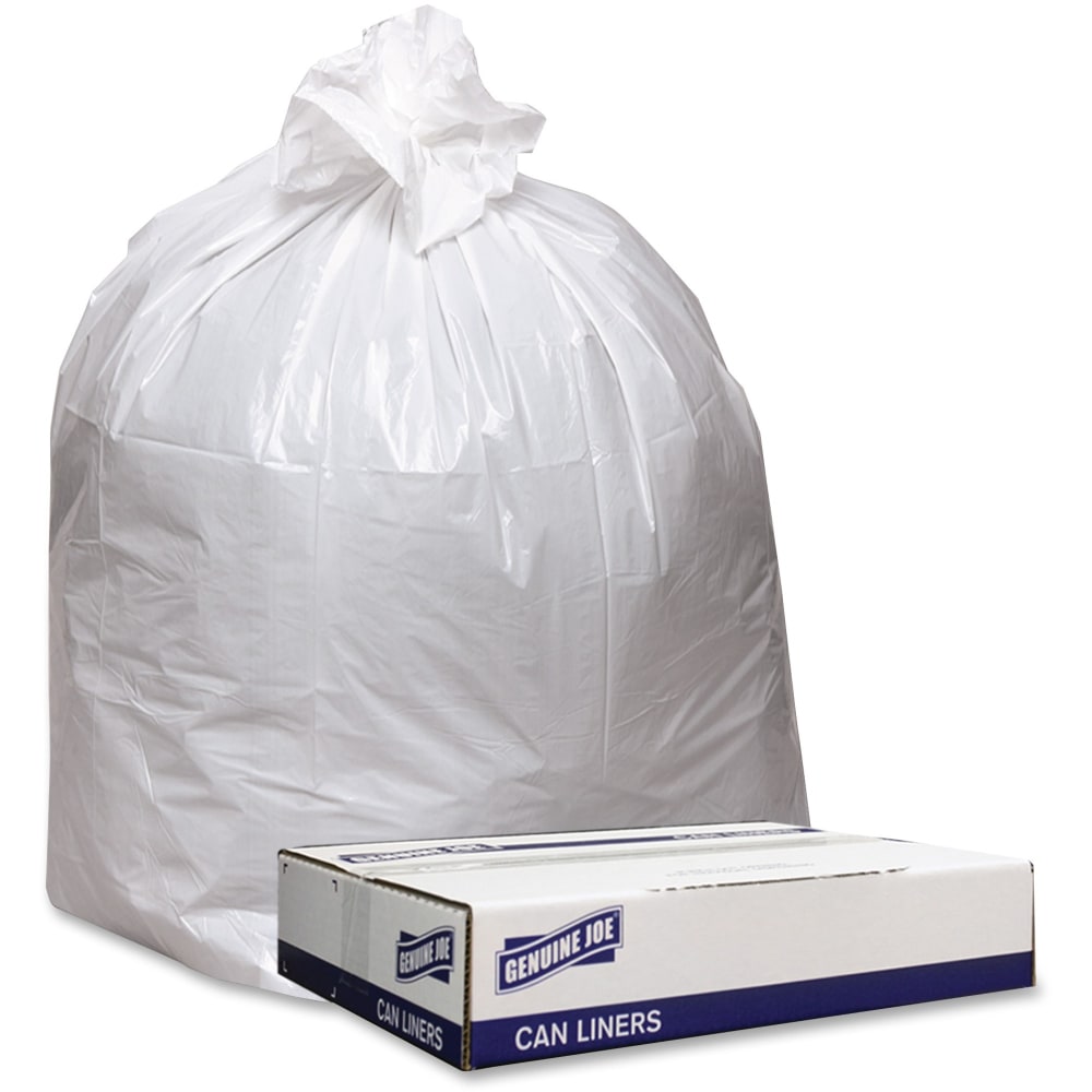 Genuine Joe Heavy-Duty Trash Bags, 33 Gallons, White, 0.9 mil, Box Of 100