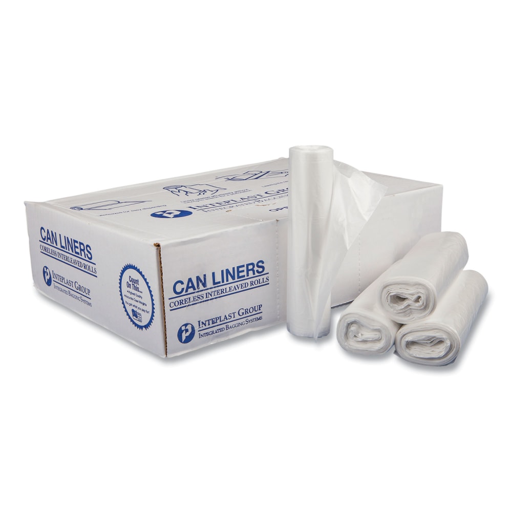 Interplast Group Draw Tuff Institutional Draw Tape Can Liners, Drawstring, 12 gal, 28in x 24in, White, 25 Bags/Roll, 12 Rolls/Carton