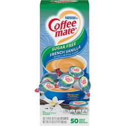 Nestle Coffee-mate Liquid Creamer, Sugar-Free French Vanilla Flavor, 0.38 Oz Single Serve, 50/Pack