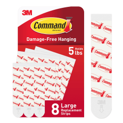 Command Large Strip Refill, 8 White Adhesive Strips, Damage Free Hanging Picture Hangers, No Tools Wall Hanging Strips For Living Spaces