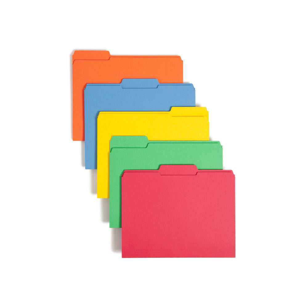 Smead Color File Folders, With Reinforced Tabs, Letter Size, 1/3 Cut, Assorted Colors, Box Of 100