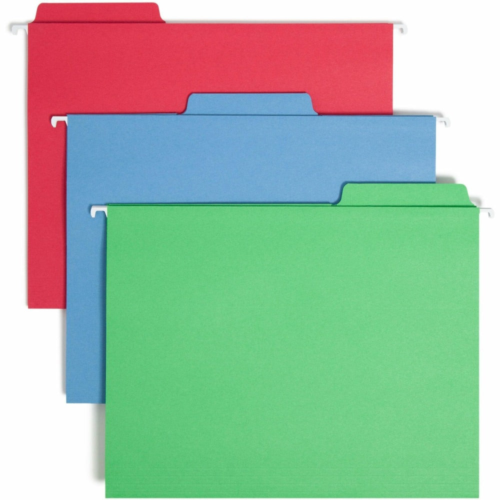 Smead FasTab Hanging File Folders, Letter Size, Assorted Colors, Pack Of 18 Folders