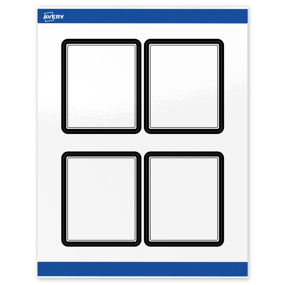Avery Print-To-The-Edge Labels & Sure Feed, S00-DM0-PRWGP10, 4in x 3-1/3in, Glossy White, Preprinted Double Black Border Design, Pack Of 40