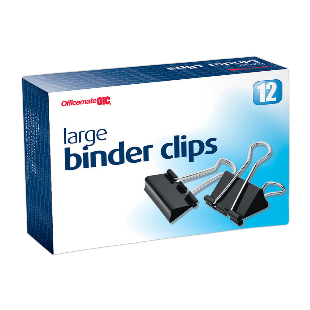 OIC Binder Clips, Large, 2in, Black, Box Of 12, 99100