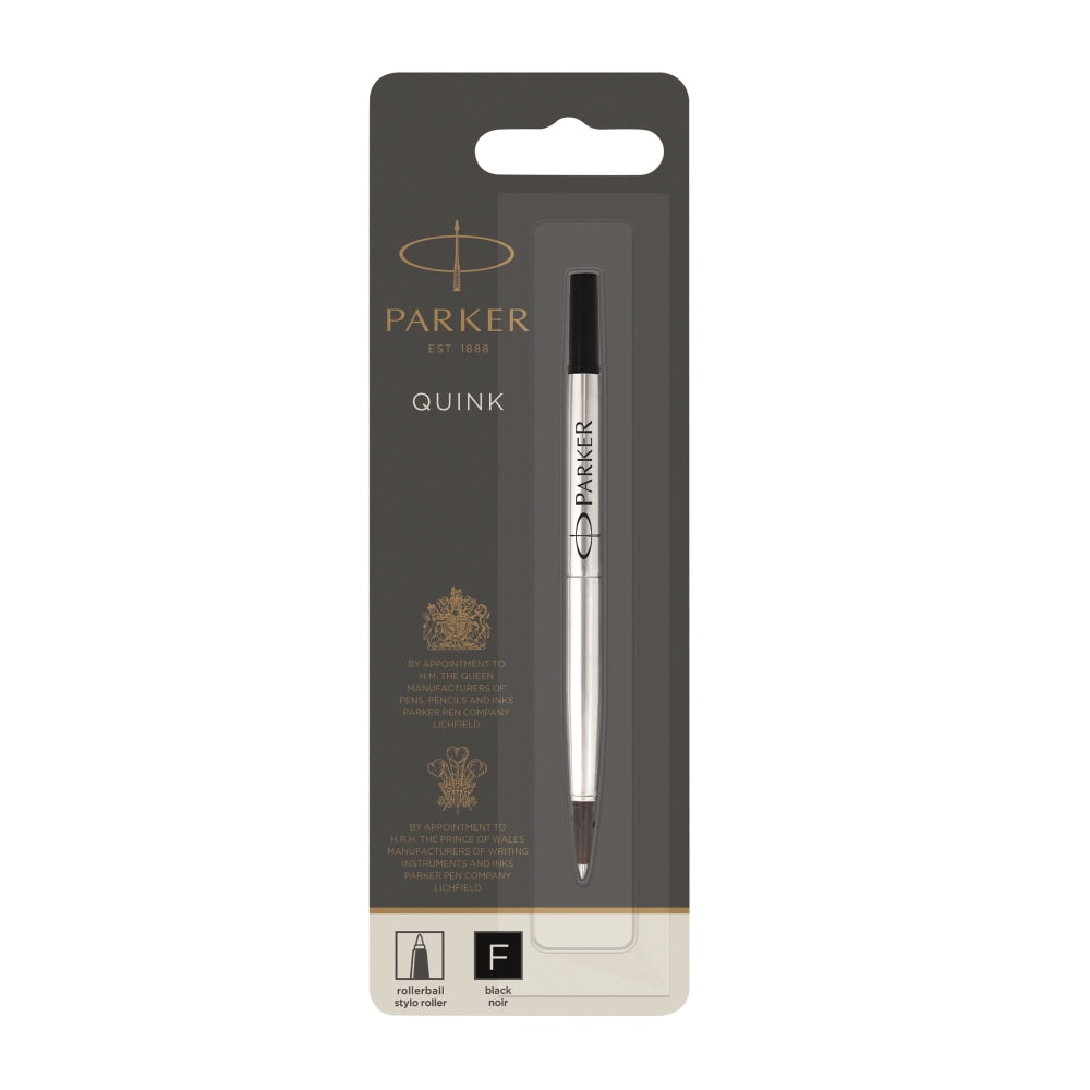 Parker Rollerball Pen Refill, Medium Point, 0.7 mm, Black, 3021331