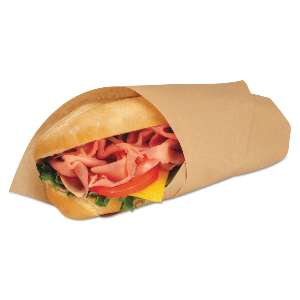 Bagcraft EcoCraft Grease-Resistant Paper Wraps, 14in x 14in, Brown, 1,000 Wraps Per Box, Carton Of 4 Boxes