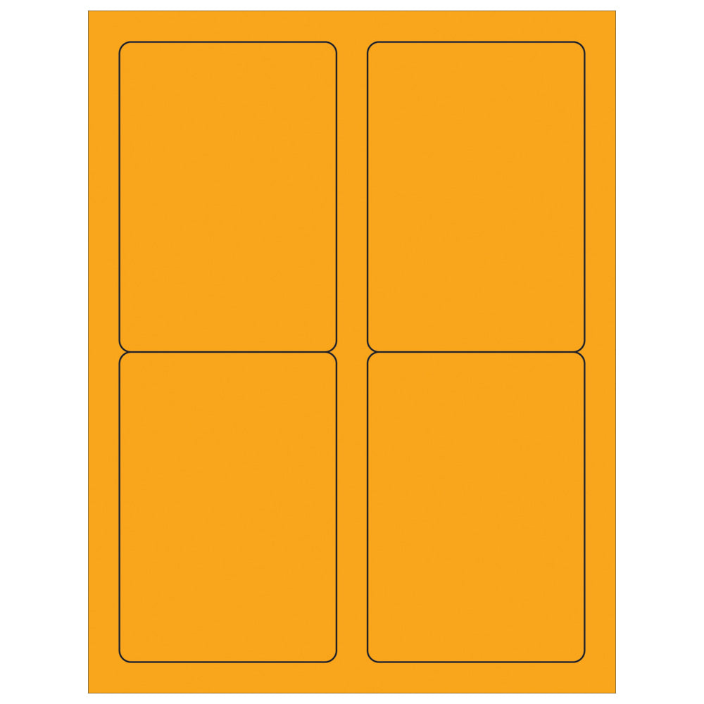 Tape Logic Permanent Labels, LL176OR, Rectangle, 3 1/2in x 5in, Fluorescent Orange, Case Of 400
