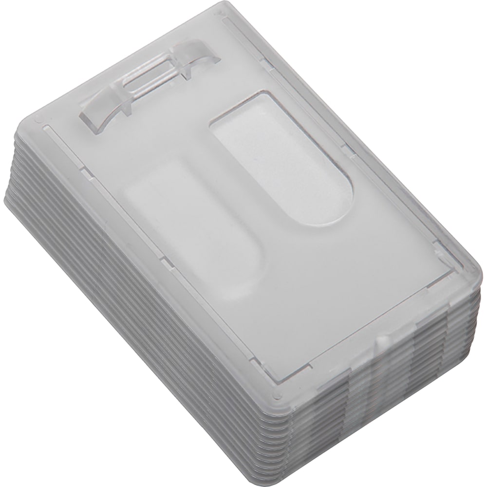 SKILCRAFT Dual-ID Card Holders, 2-1/4in x 3-7/16in, White, Pack Of 12 Holders