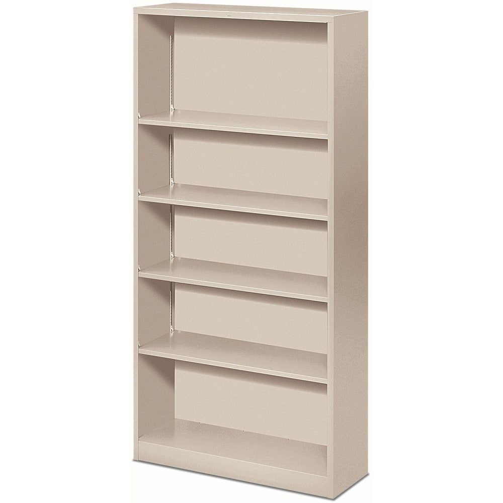 HON Brigade Steel Modular Shelving Bookcase, 5 Shelves, 71inH x 34-1/2inW x 12-5/8inD, Light Gray