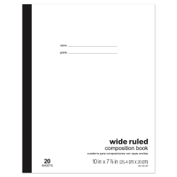 Office Depot Brand Schoolmate Composition Book, 7-7/8in x 10in, Wide Ruled, 20 Sheets