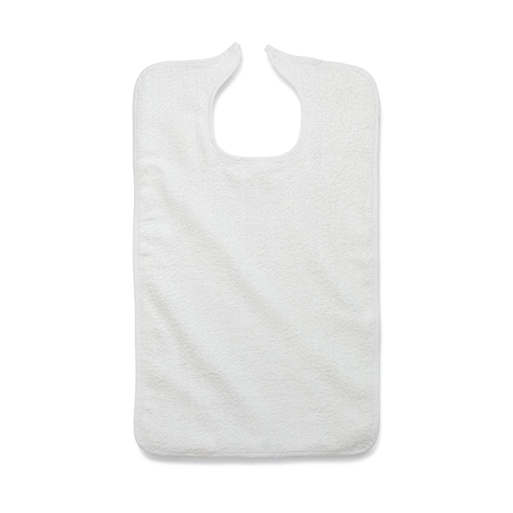 Medline Terry Cloth Clothing Protectors, 18in x 30in, White, Pack Of 12