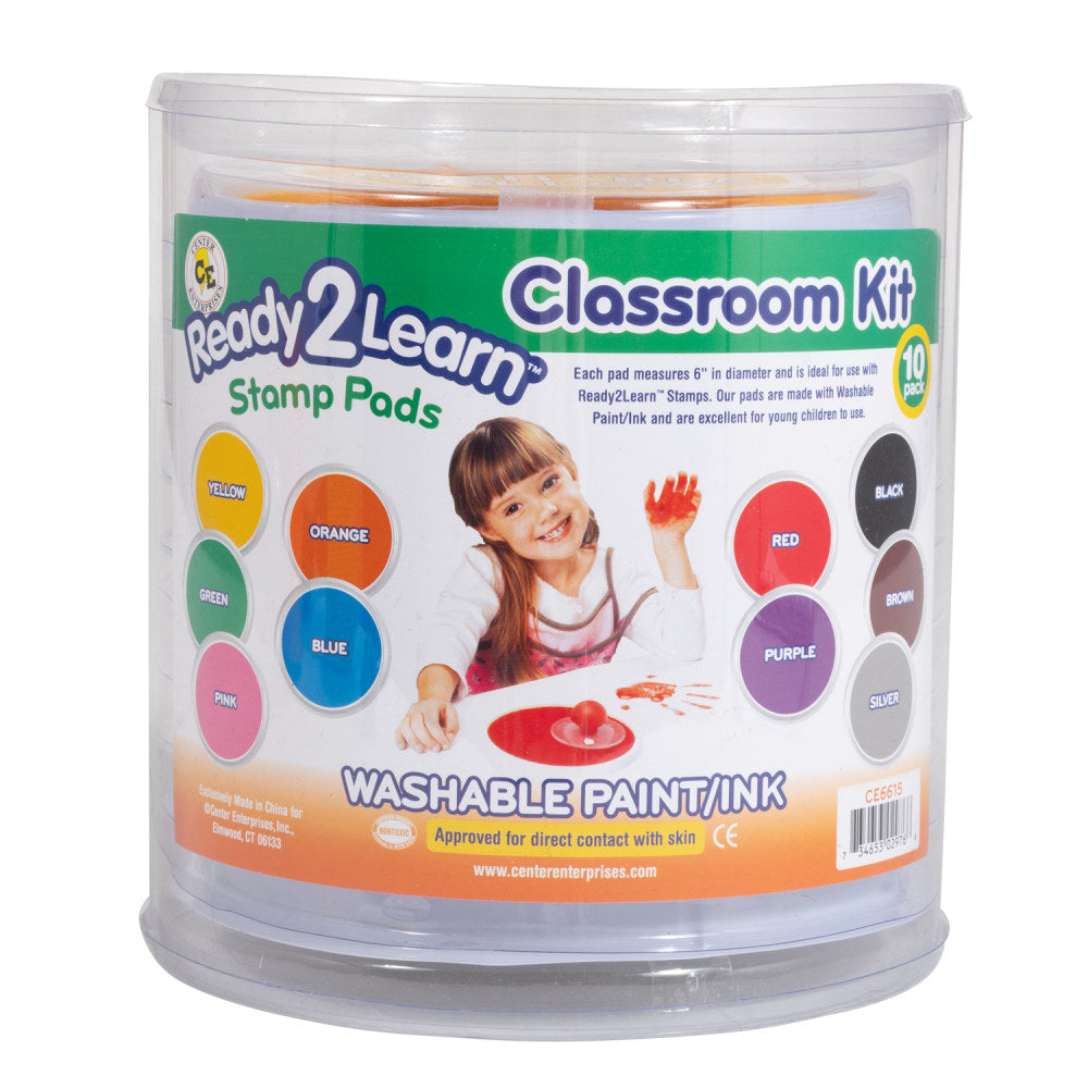 Ready 2 Learn Jumbo Circular Washable Stamp Pads, Classroom Set Of 10