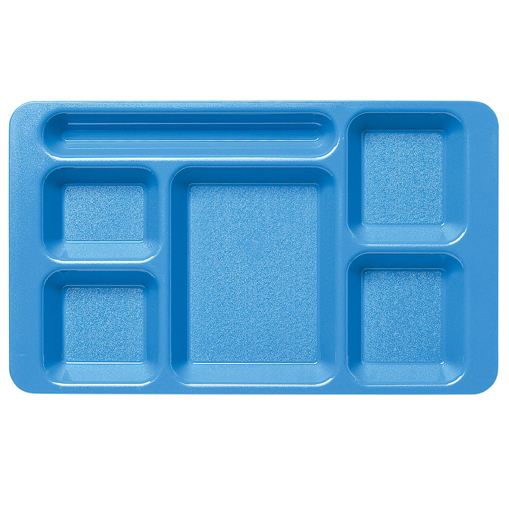 Cambro Camwear 5-Compartment Trays, 15inW, Blue, Pack Of 24 Trays