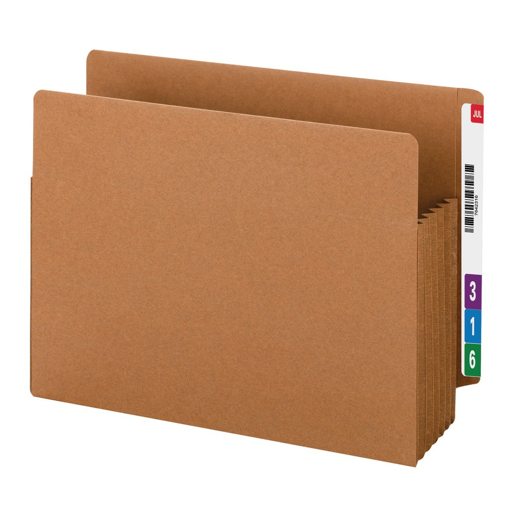 Smead TUFF End-Tab File Pockets, 5 1/4in Expansion, Letter Size, 30% Recycled, Redrope, Box Of 10