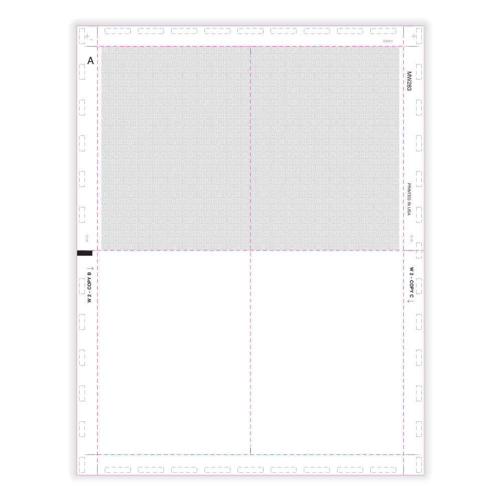 ComplyRight W-2 Tax Forms, 4-Up (Box), With Printed Backer Copy B, V-Fold Duplex, 11in, Pack Of 500 Forms