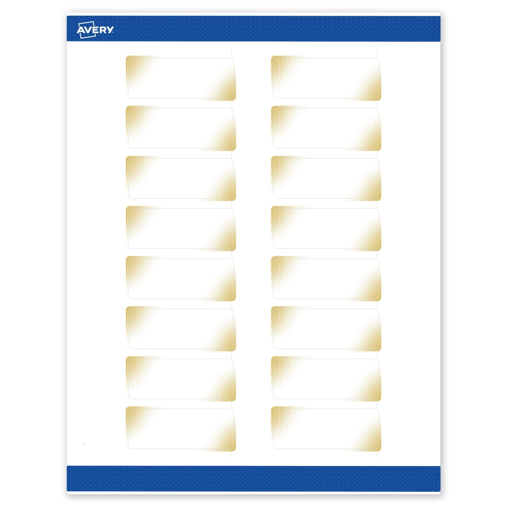Avery Printable Labels With Sure Feed Technology, S00-EWB, Rectangle, 1in x 2-5/8in, Matte White With Preprinted Gold-Blush Pattern, Pack Of 160