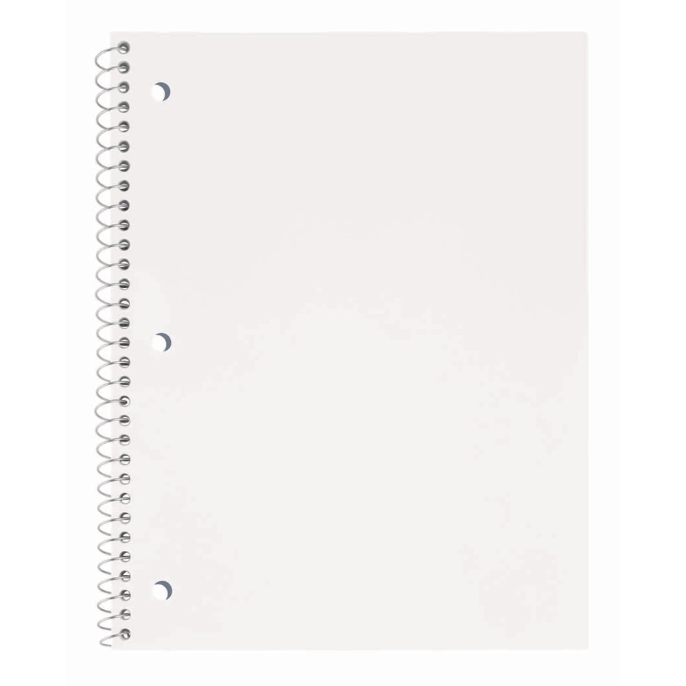 Just Basics Poly Spiral Notebook, 8in x 10-1/2in, 1 Subject, College Ruled, 70 Sheets, White