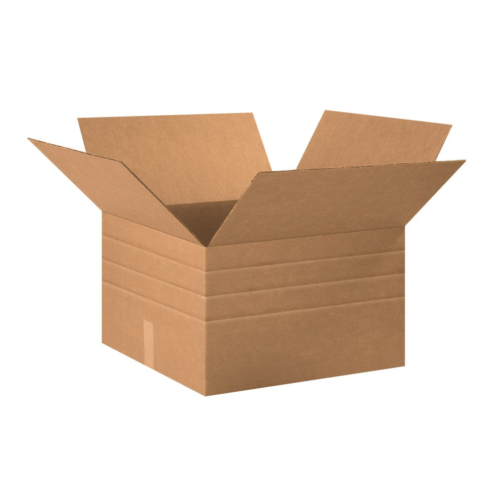 Partners Brand Multi-Depth Corrugated Boxes, 20in x 20in x 12in, Scored 10in, 8in, 6in, Kraft, Pack Of 15
