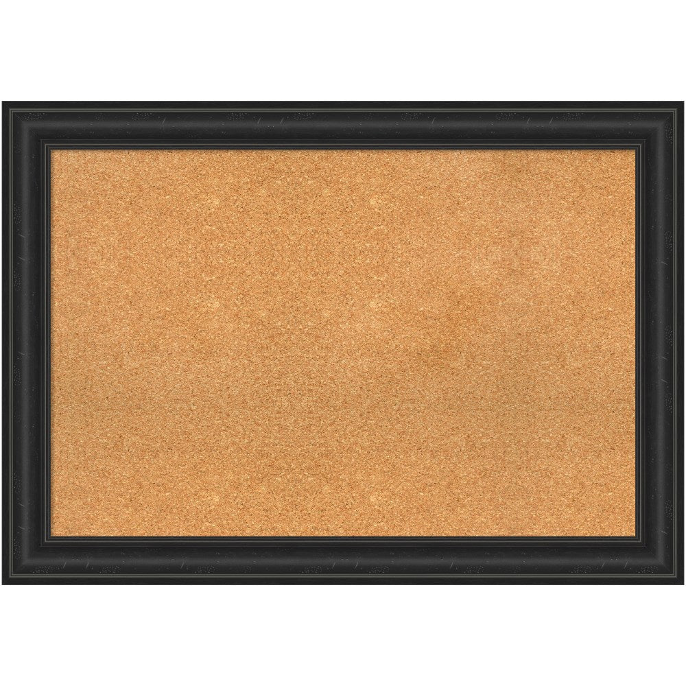 Amanti Art Cork Bulletin Board, 41in x 29in, Natural, Shipwreck Black Polystyrene Frame