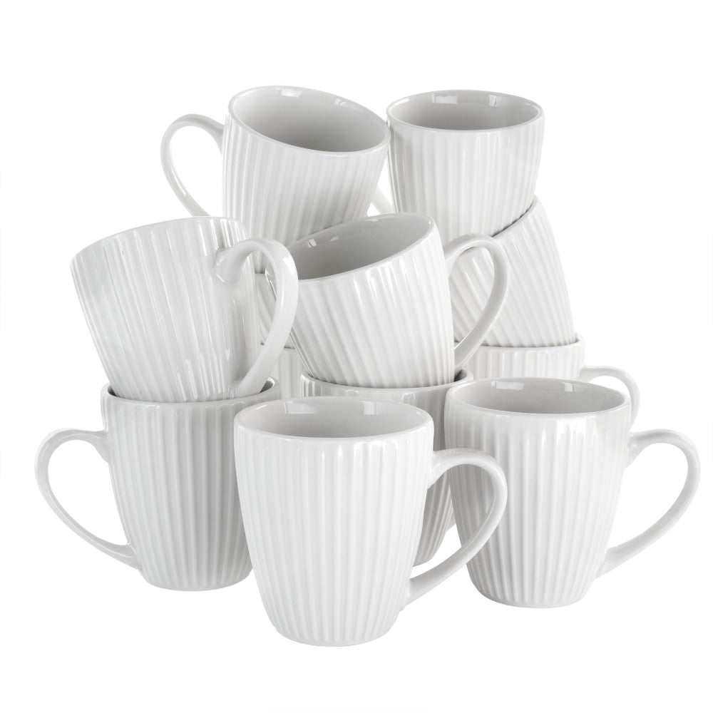 Elama Elle 12-Piece Mug Set, 8 Oz, White
