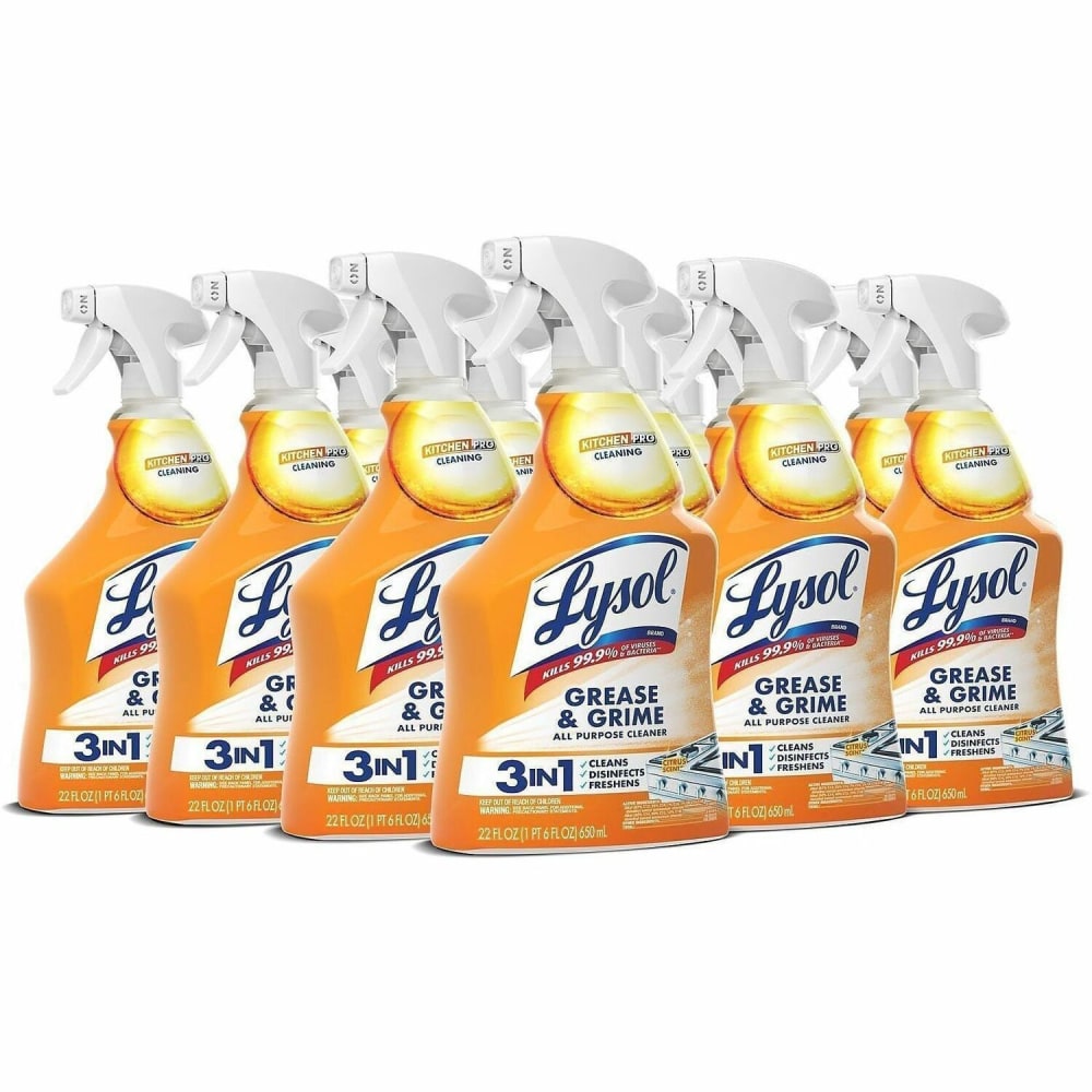 Lysol Kitchen Pro Antibacterial Cleaner, 22 fl oz (0.7 quart), Fresh Citrus Scent, Case of 9 - 79556CT