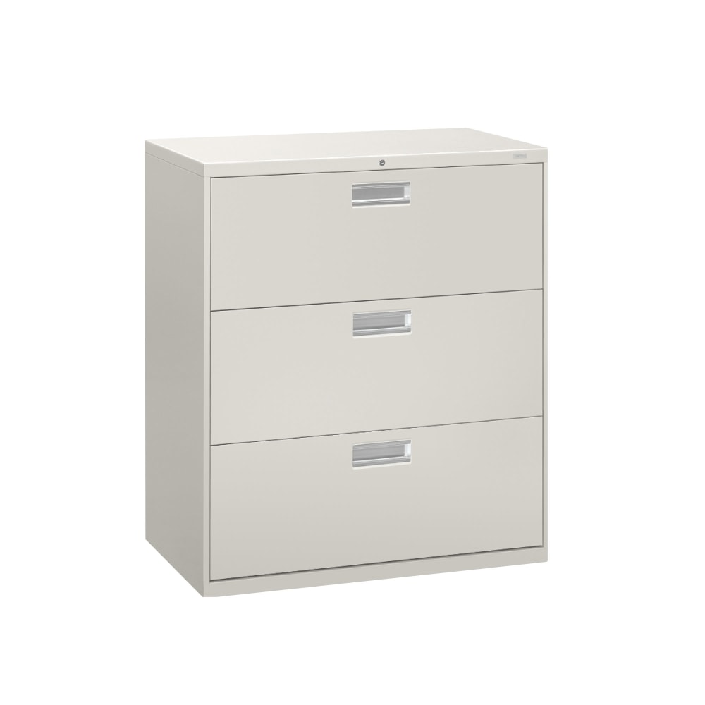 HON Brigade 600 36inW x 18inD Lateral 3-Drawer File Cabinet, Light Gray