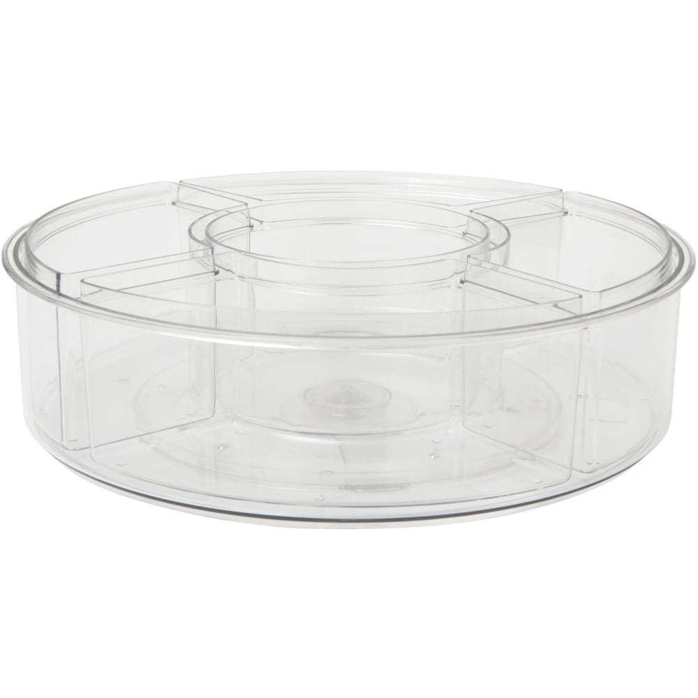 Martha Stewart Brody Divided Lazy Susan Organizer With 5 Removable Bins, 3-1/2inH x 11-3/4inW x 11-3/4inD, Clear