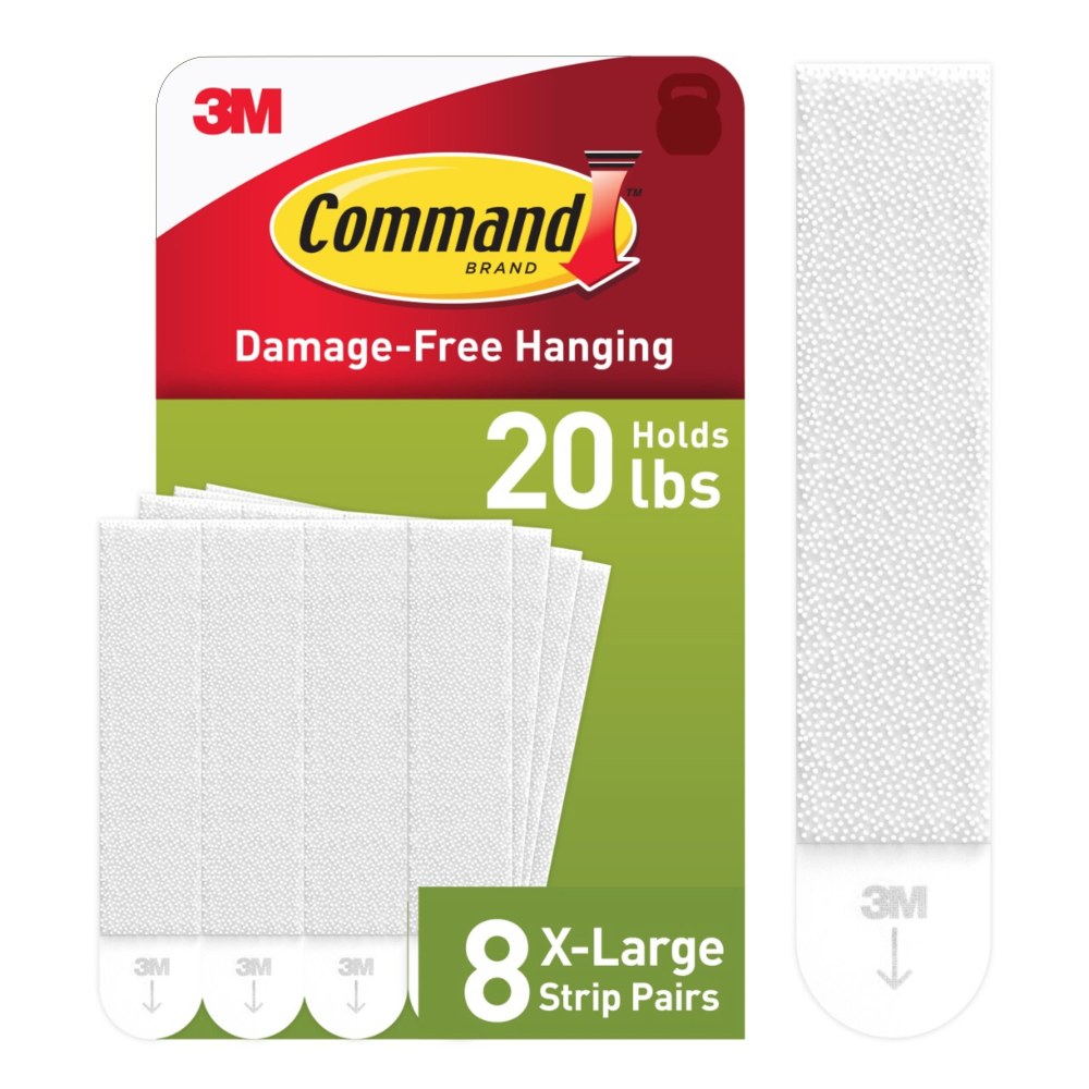 Command X-Large (20lb) Picture Hanging Strips, White, 8 Pairs (16 strips), 172178ES