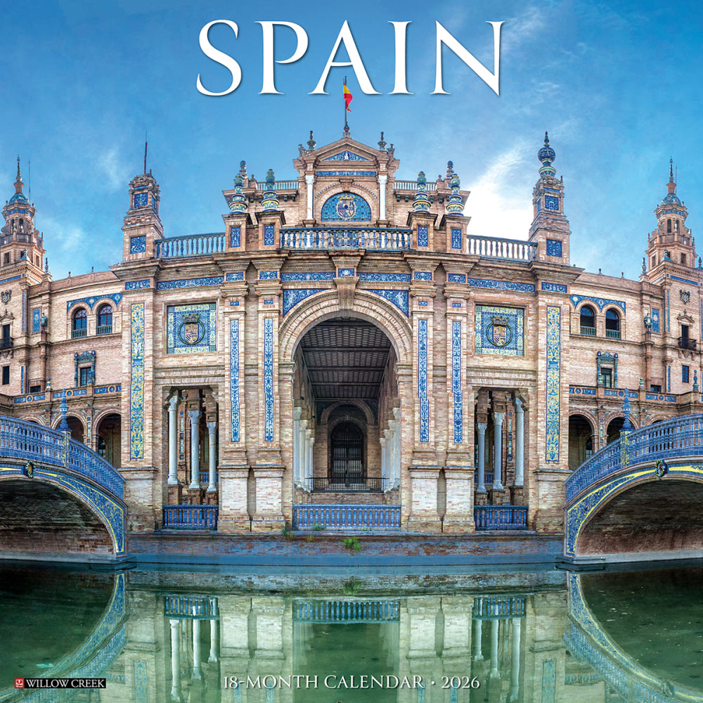 2026 Willow Creek Press Scenic Monthly Wall Calendar, 12in x 12in, Spain, January To December, 56158