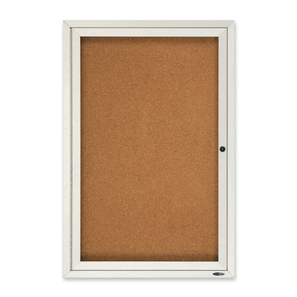 Quartet Classic Enclosed Cork Bulletin Board, 36in x 24in, Aluminum Frame With Silver Finish
