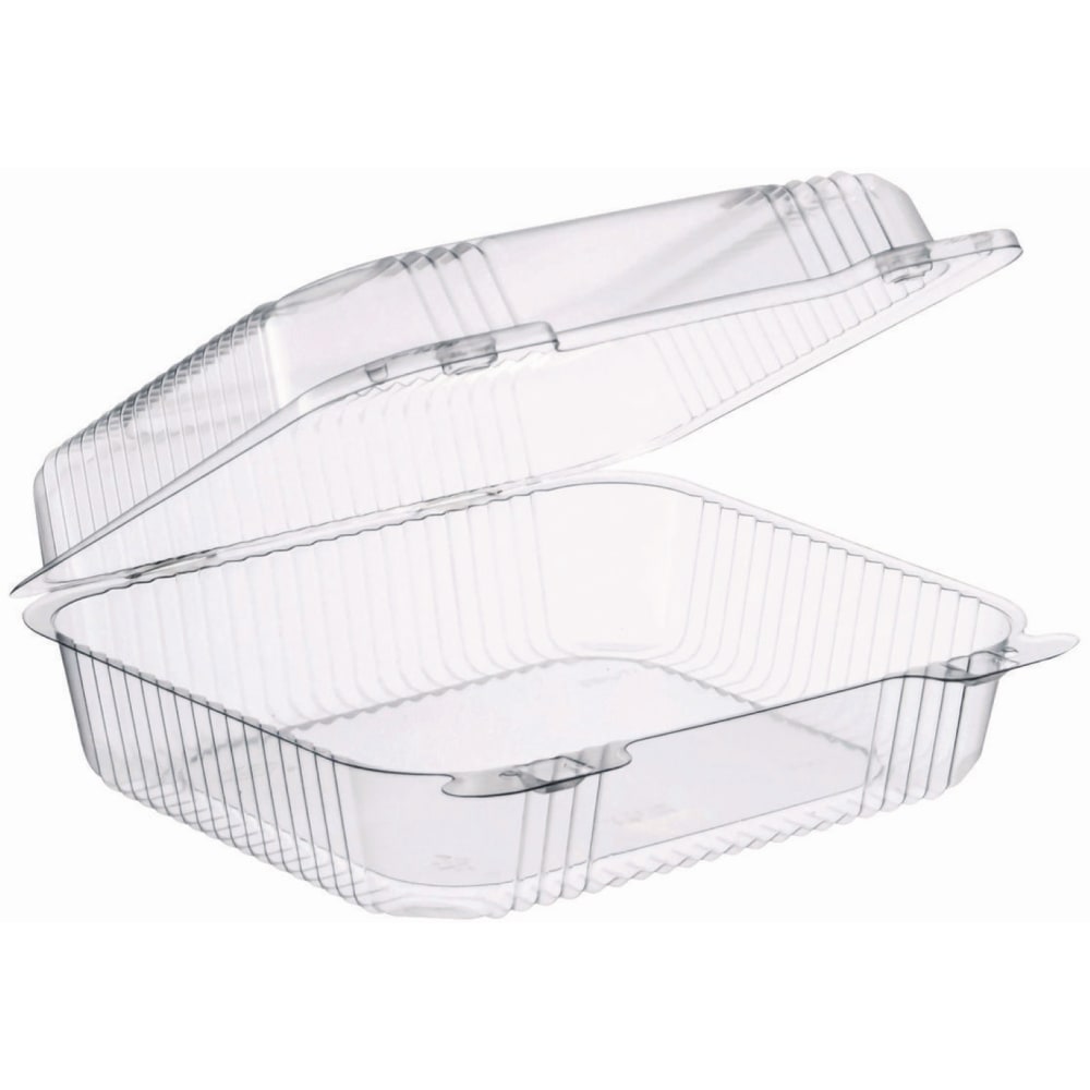 Dart StayLock Hinged Lid Containers, 3inH x 7-13/16inW x 8-5/16inD, Clear, Bag Of 125 Containers, Carton Of 2 Bags