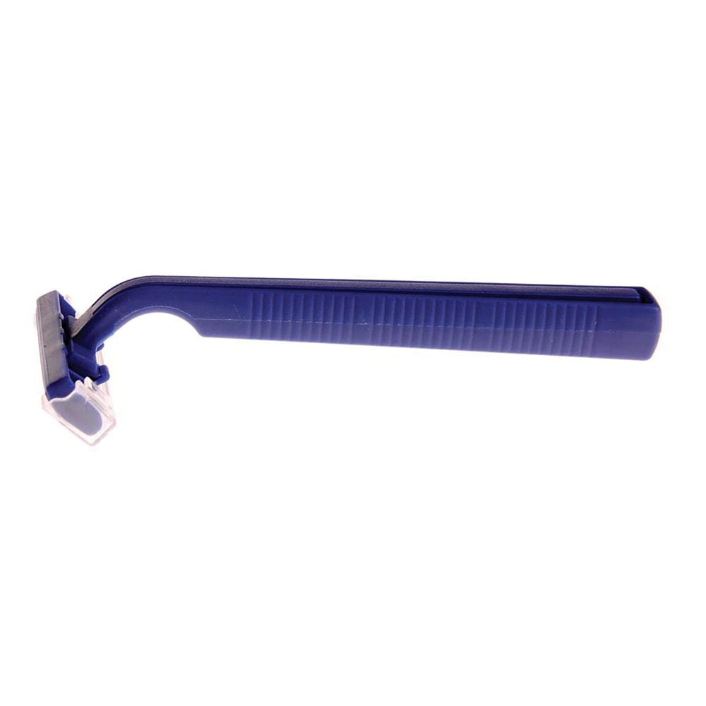 Medline Disposable Twin-Blade Facial Razors, Blue, 10 Razors Per Bag, Box Of 5 Bags, Case Of 10 Boxes