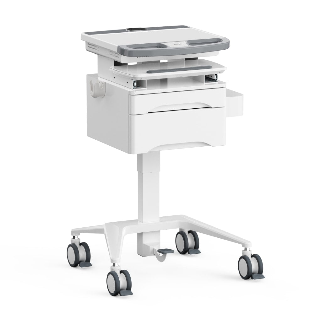 Mount-It! Medhub Mobile Workstation With Drawers, 31-1/2inH x 25-5/8inW x 21-3/4inD, White/Gray