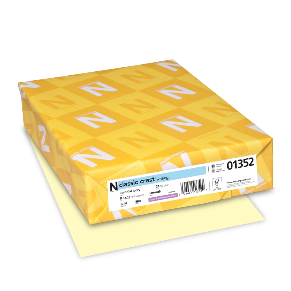 Classic Crest Premium Paper with Smooth Finish - Ivory - Letter - 8 1/2inx11in - 24 lb Basis Weight - Smooth - 01352