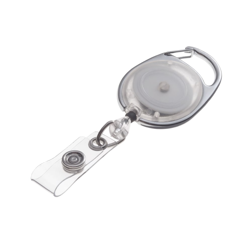 Swingline GBC Translucent Retractable Carabiner Badge Reels, Clear, Pack Of 25